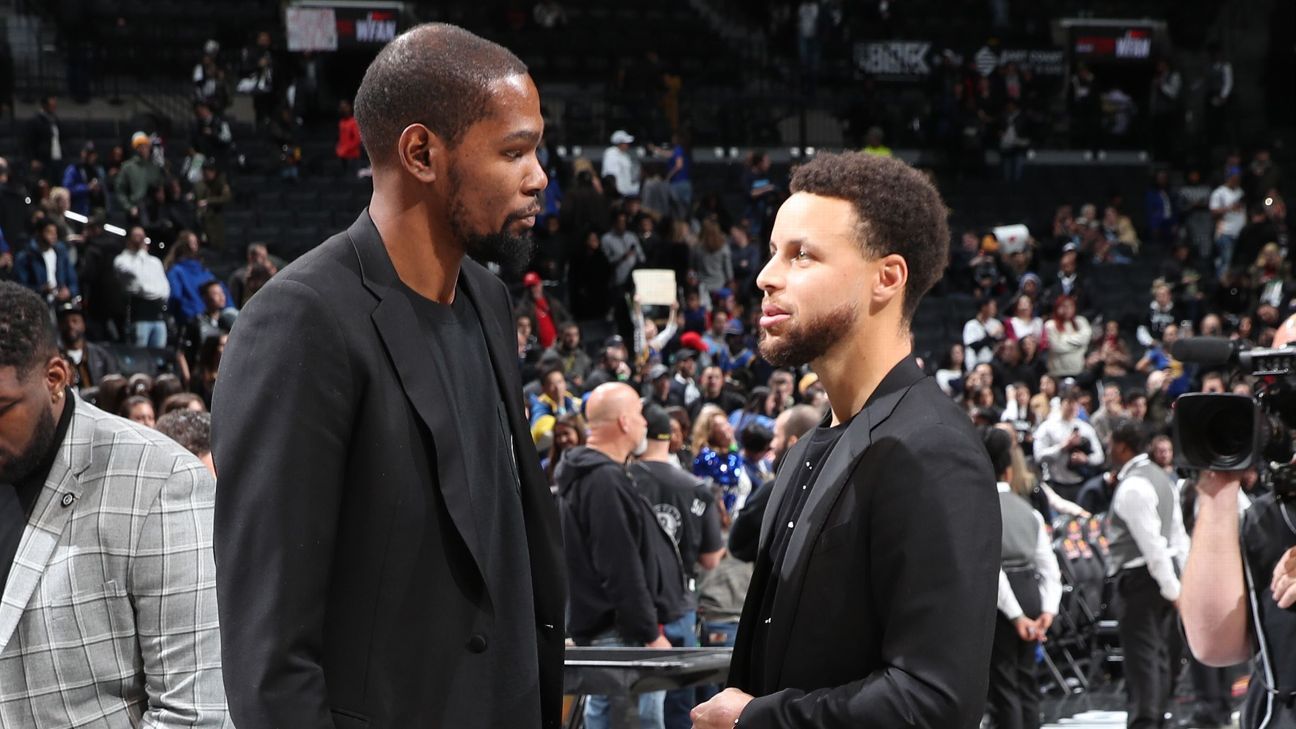 Curry, Durant reunite after Nets' win vs. Warriors
