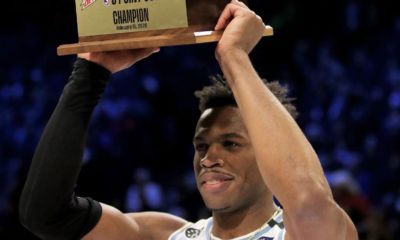 Hield bests Booker at buzzer in 3-point shootout