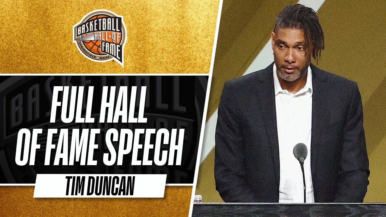 Tim Duncan Hall of Fame Enshrinement Speech Basketball Videos NBA