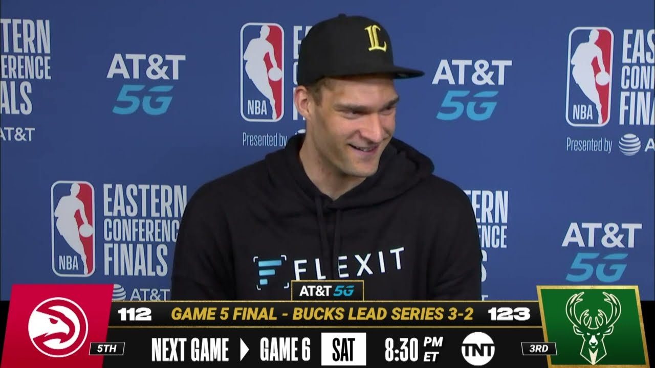 Brook Lopez on HUGE Win vs Hawks in Game 5 | Postgame ...