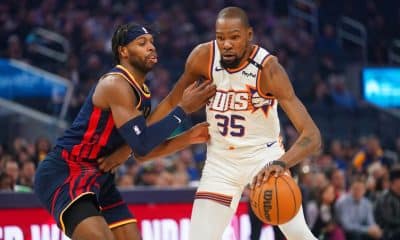 KD shrugs off trade talk: 'Part of the business'