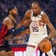 KD shrugs off trade talk: 'Part of the business'