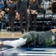 Timberwolves' Clark (neck) exits after hard fall