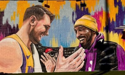 Spray cans & sunset hues: L.A. artist honors Luka Doncic, Kobe Bryant in Lakers mural