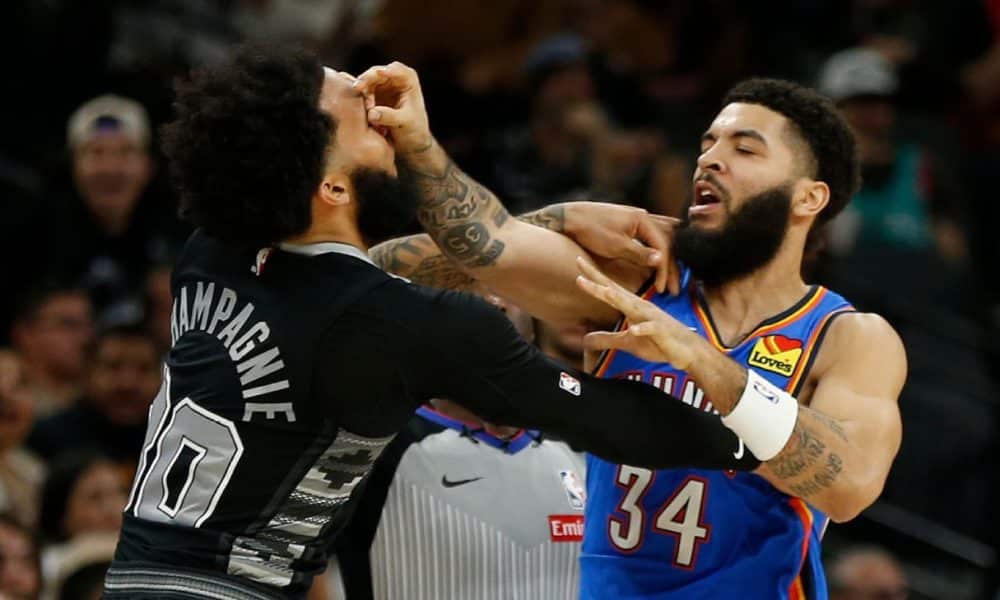 Three ejected after scuffle as Thunder beat Spurs