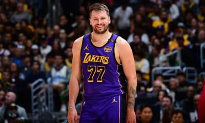 Luka Doncic sends Alperen Sengun to hardwood with step-back in Rockets-Lakers