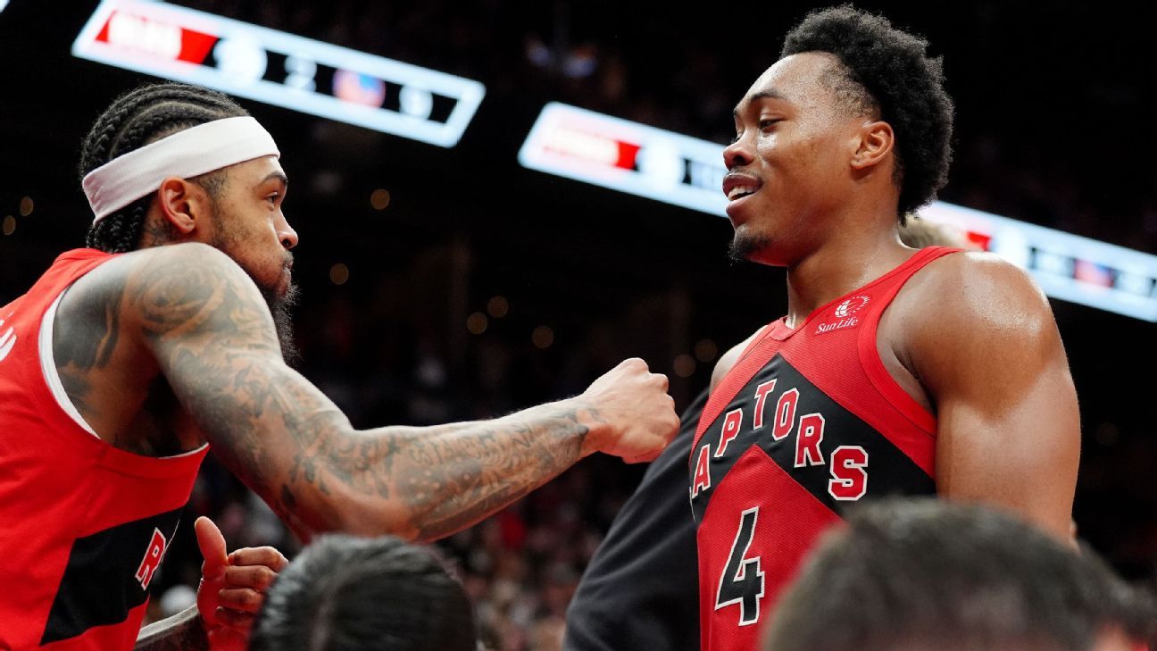 Barnes' 25 boards in triple-double tie Raptors mark