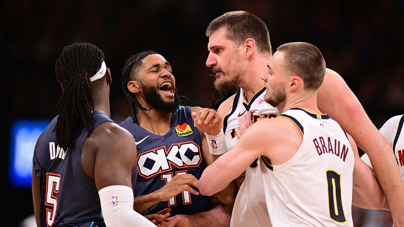 Jokic angrily confronts Dort for 'unnecessary' foul