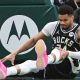 Giannis exits Bucks' win after awkward landing